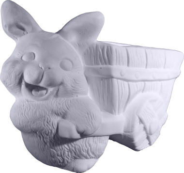 Bunny with Cart Bowl Plaster Vase