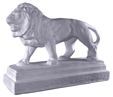 Lion on Base Plaster Statue