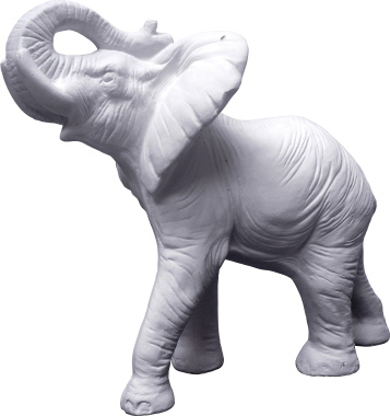 Bull Elephant Standing Plaster Statue