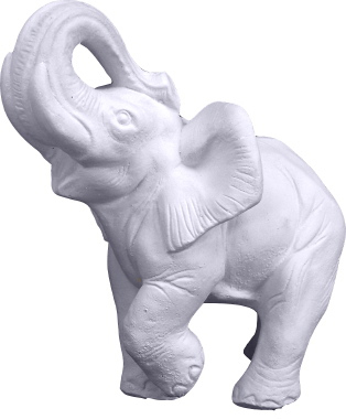 Elephant with Trunk up Plaster Statue