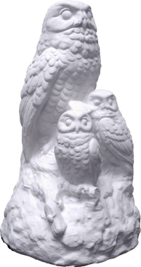 Owl with Babies Plaster Statue