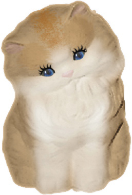Fluffy Cat Plaster Statue