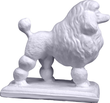 Poodle on Base Plaster Statue
