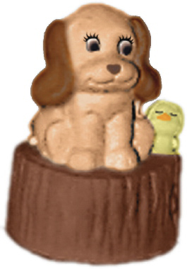 Puppy on Stump Plaster Statue