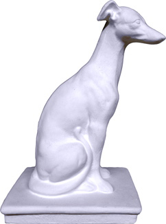 Whippet on Base Plaster Statue