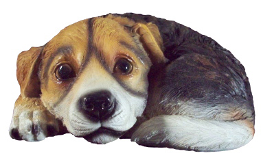 Curled up Puppy B Plaster Statue