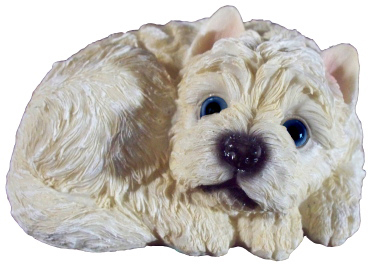 Curled up Westie Plaster Statue