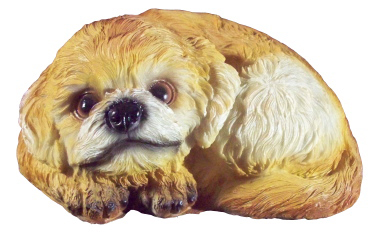 Curled up Puppy C Plaster Statue