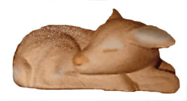 Fawn Lying with Eyes Closed Plaster Statue