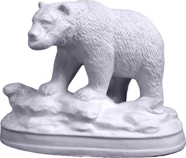 Bear with Fish Plaster Statue