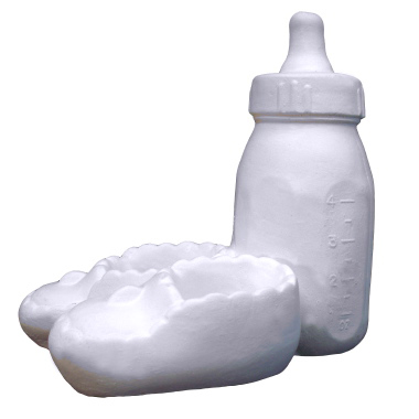 Baby Bottle and Booties Plaster Statue