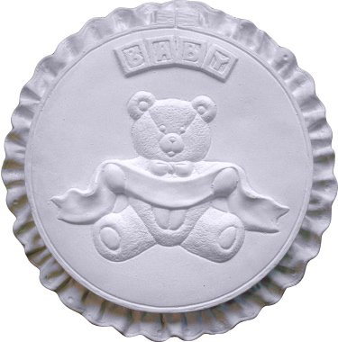 Bear with Name Banner Birth Plaster Plaque