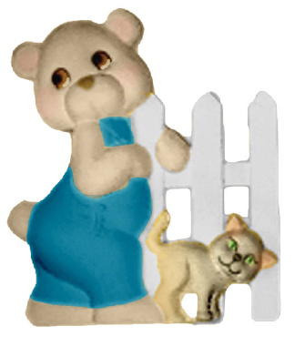 Bear with Cat by Fence Plaster Plaque