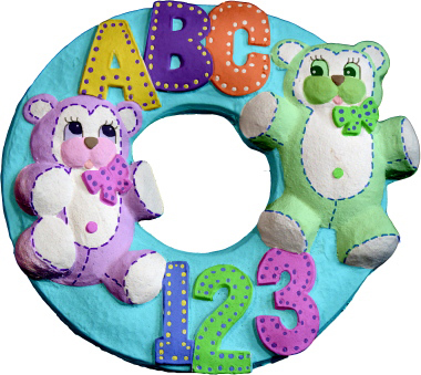 ABC 123 Round Plaster Plaque