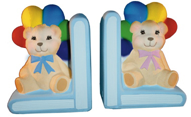 Bear with Balloons Plaster Bookend Set