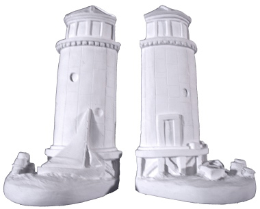 Lighthouse Plaster Bookends Set