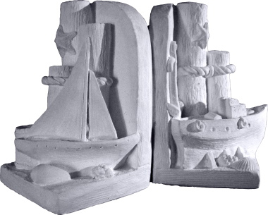 Sailboat Plaster Bookends Set