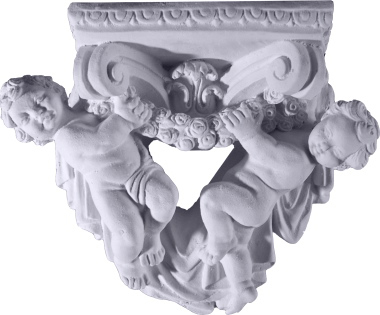Cherubs with Rose Garland Plaster Bracket Corbel