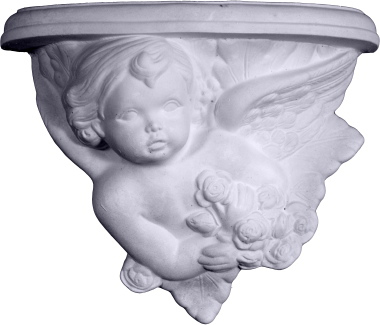 Cherub with Bouquet Plaster Bracket Corbel