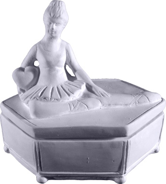 Ballerina Unpainted Plaster Trinket or Jewelry Box