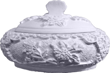 Oriental Unpainted Plaster Trinket or Jewelry Box