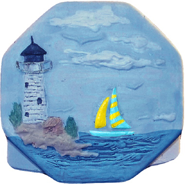 Nautical Octagon Unpainted Plaster Trinket or Jewelry Box