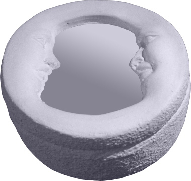 Twin Moon Mirror Unpainted Plaster Trinket or Jewelry Box