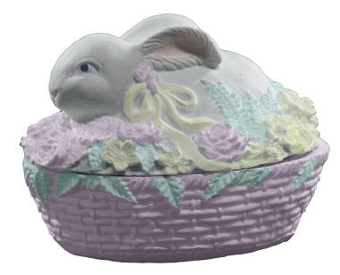 Bunny with Flowers Unpainted Plaster Trinket or Jewelry Box