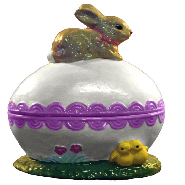 Bunny on Egg Unpainted Plaster Trinket or Jewelry Box