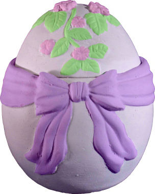 Ribbon Egg Unpainted Plaster Trinket or Jewelry Box