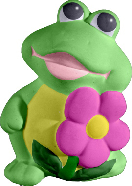 Frog with Flower Plaster Statue
