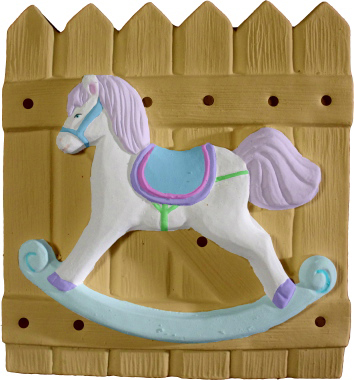 Rocking Horse on Fence  Plaster Plaque