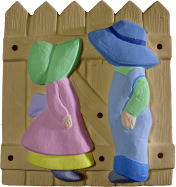 Country Kids by Fence Plaster Plaque