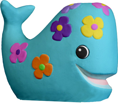 Whale with Flowers Plaster Statue