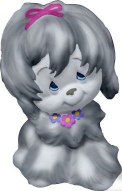 Puppy with Flower Collar Plaster Statue
