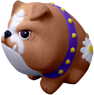 Bulldog with Daisies Plaster Statue