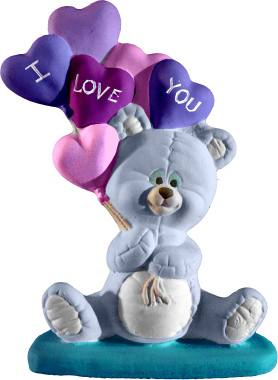 Bear with I Love You Heart Balloons Plaster Statue
