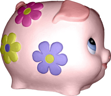 Little Pig with Flowers Statue