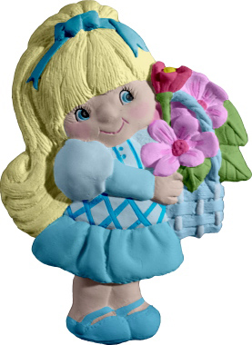 Girl with Flower Basket Plaster Plaque