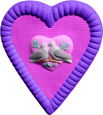 Doves on Heart Plaster Plaque
