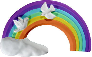 Rainbow with Doves Plaster Plaque