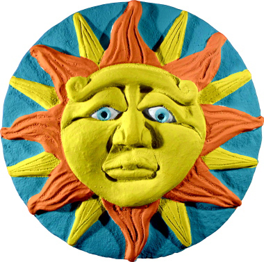 Round Sun Face Plaster Plaque
