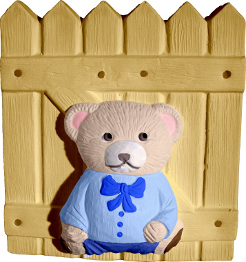 Bear by Fence Plaster Plaque