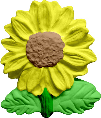 Sunflower with Leaves Plaster Plaque