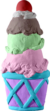 Triple Scoop Ice Cream Cone Plaster Plaque
