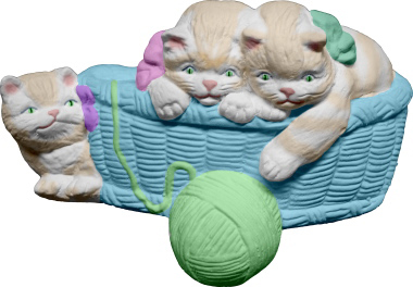 Kittens in Basket with yarn Plaster Plaque