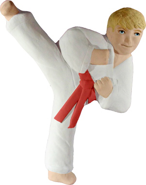 Karate Boy Kicking Plaster Plaque