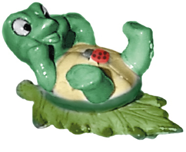 Turtle on Leaf Lying on Back Plaster Statue