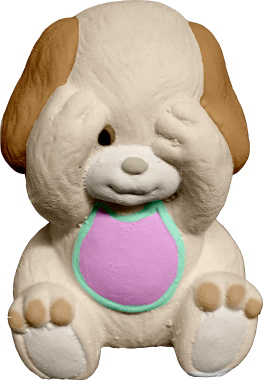 Peek a boo Puppy Plaster Statue