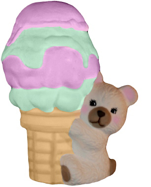 Bear with Giant Ice Cream Cone Plaster Statue